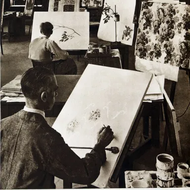 Archive photograph of a pattern painted by hand