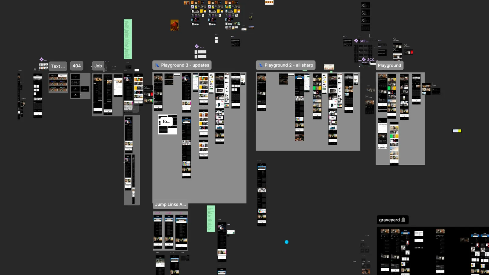 Benchmarks and early explorations board. Early explorations, laid out in Figma