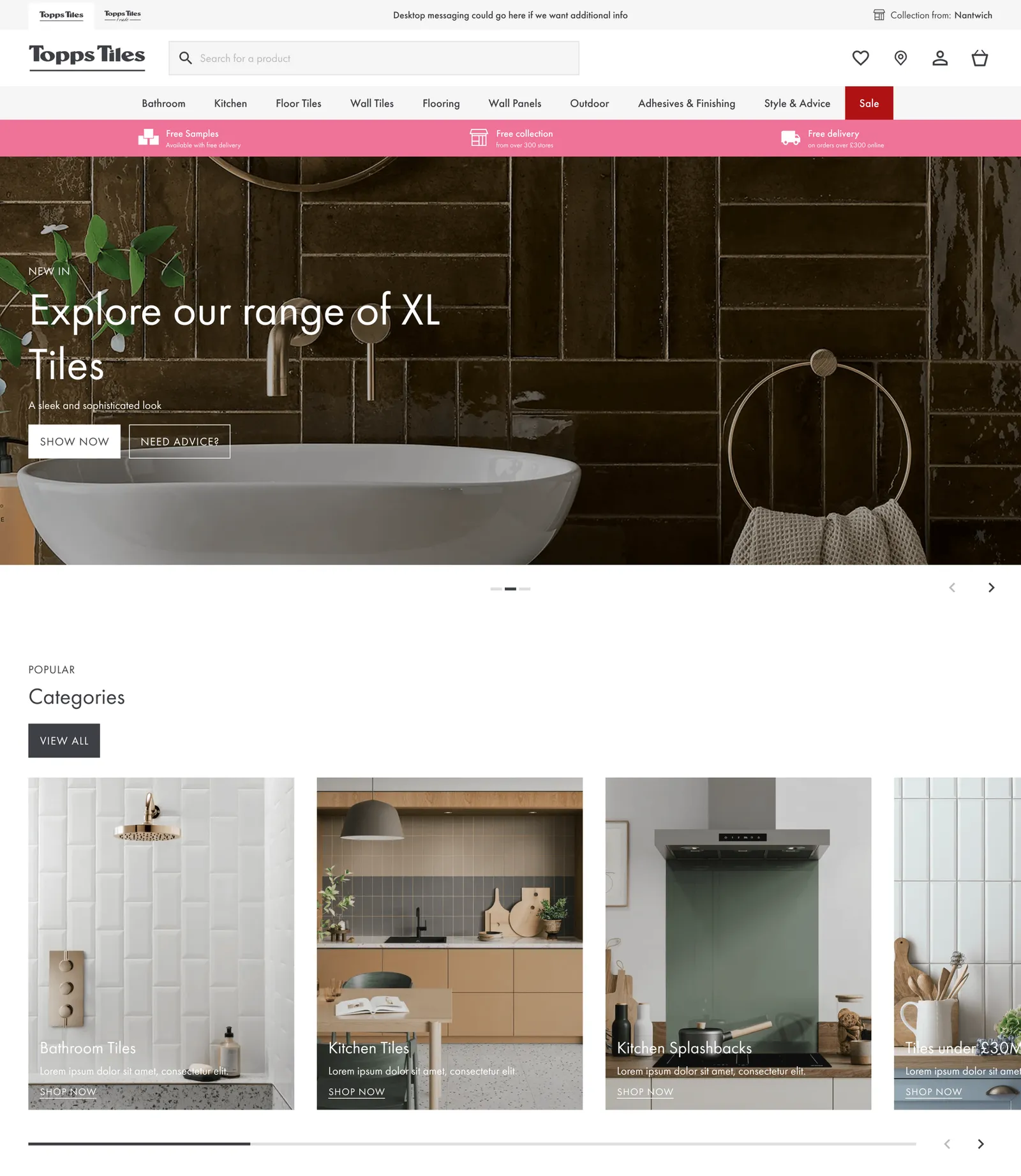 Retail homepage