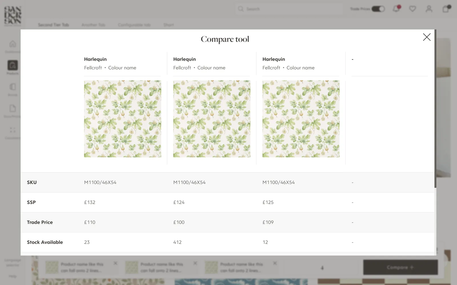 Compare tool. Compare similar products side by side