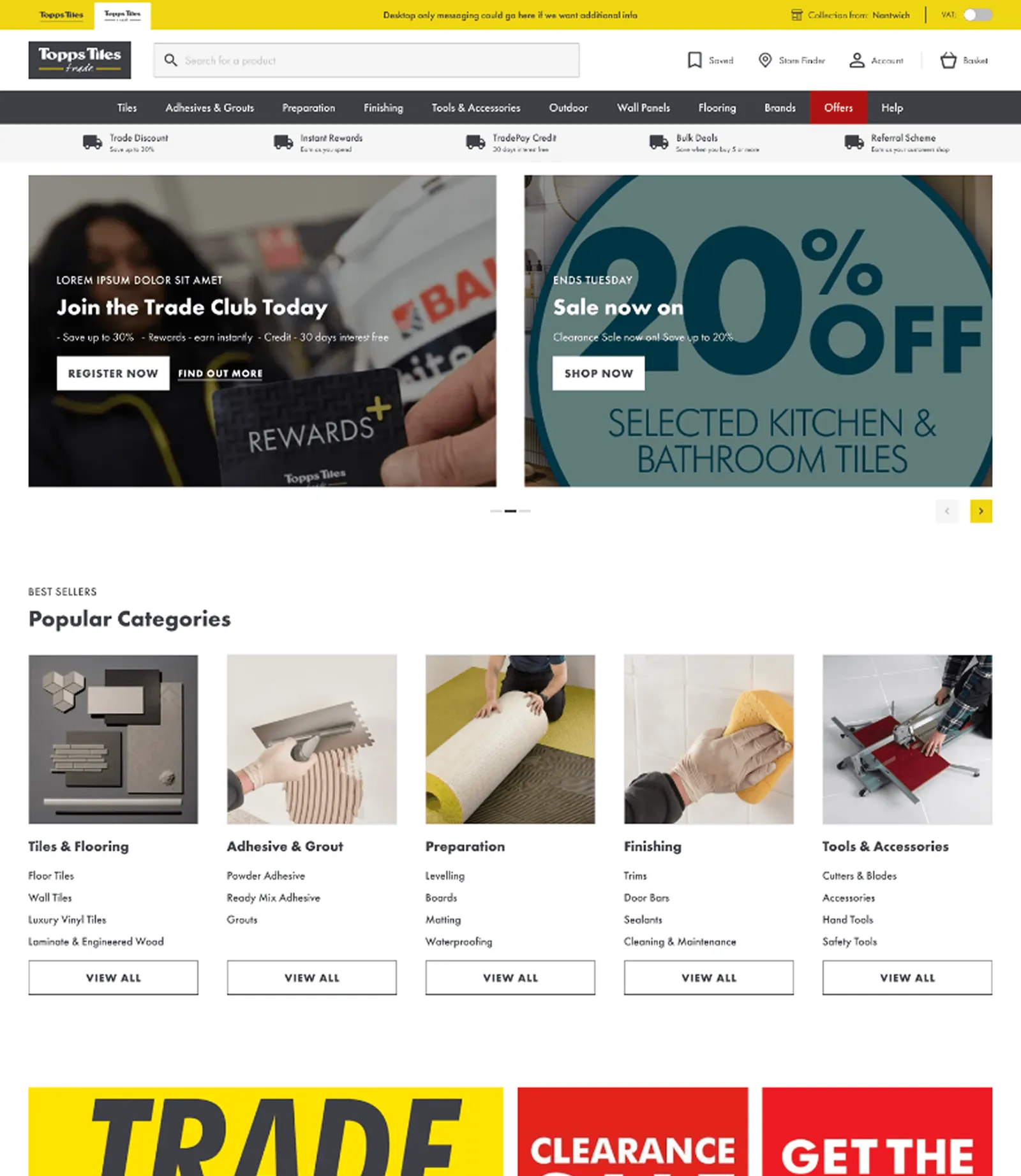 Trade homepage